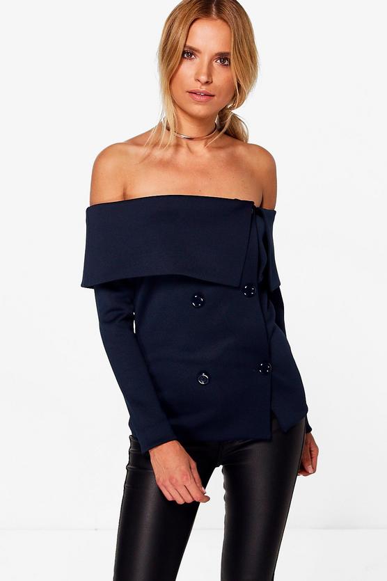 Amelia Off Shoulder Scuba Blazer